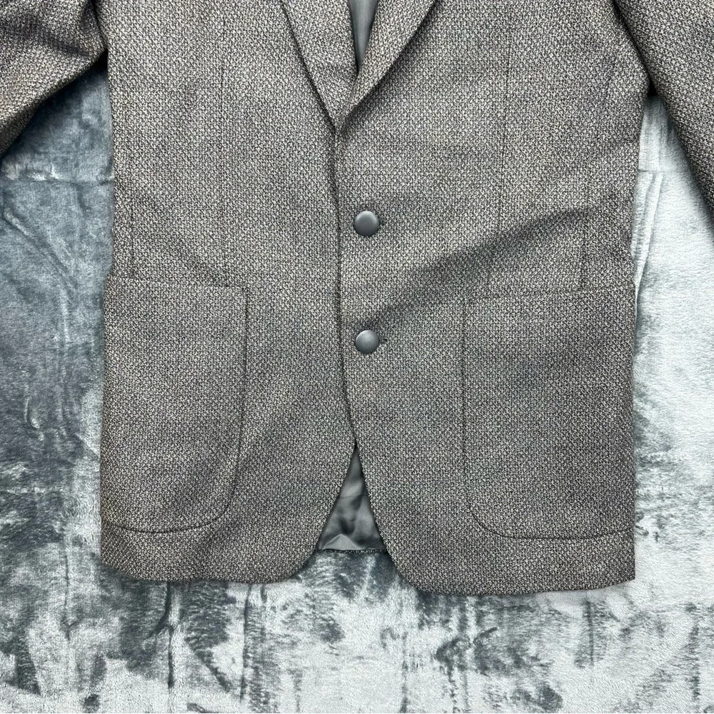VTG Yves Saint Laurent France Men's 100% Virgin Wool Grey 36 Tweed‎ Blazer Coat